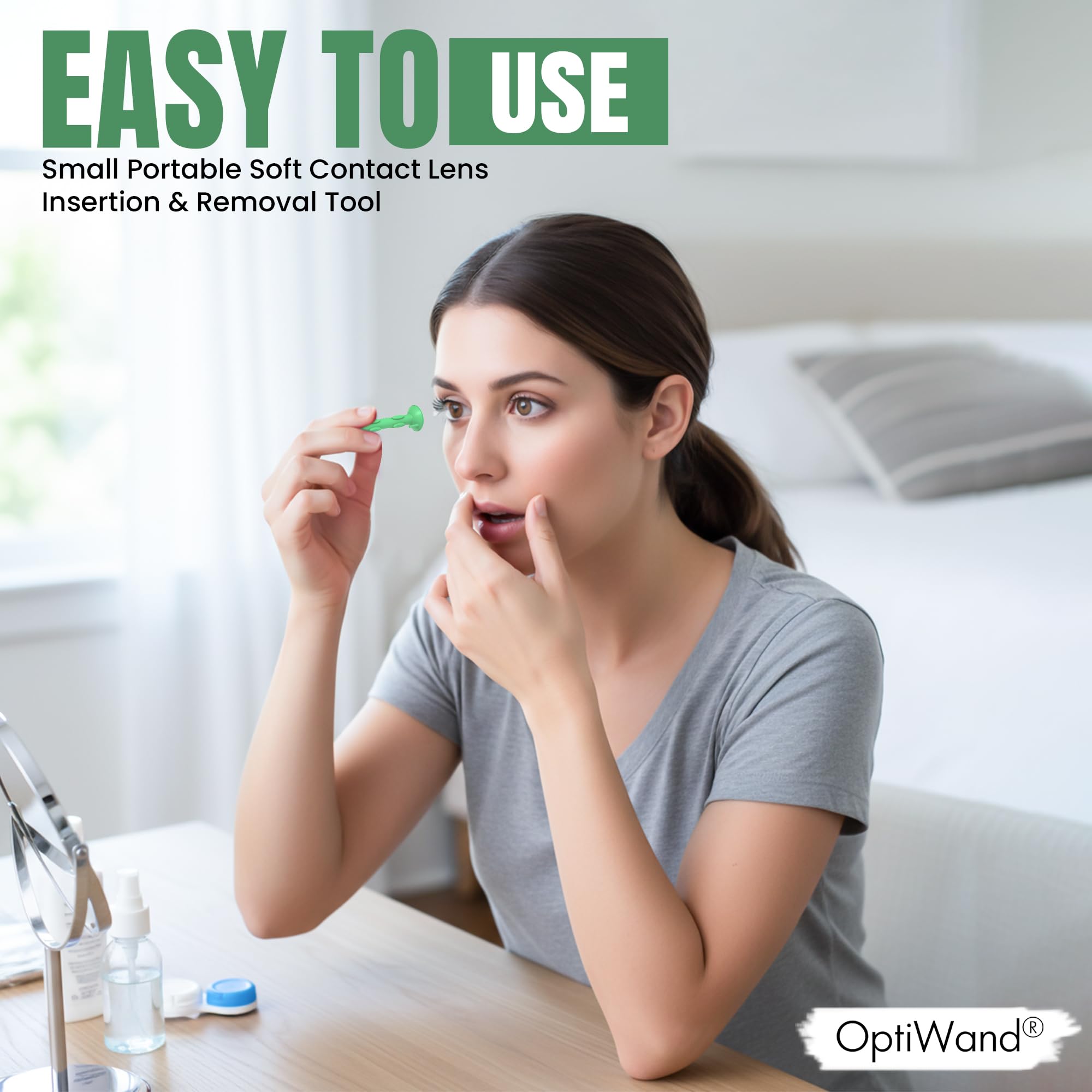 Uso de OptiWand para retirar un lente de contacto de forma controlada