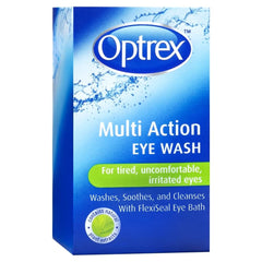 Optrex botella frontal 100ml mostrando diseño y volumen para limpieza ocular