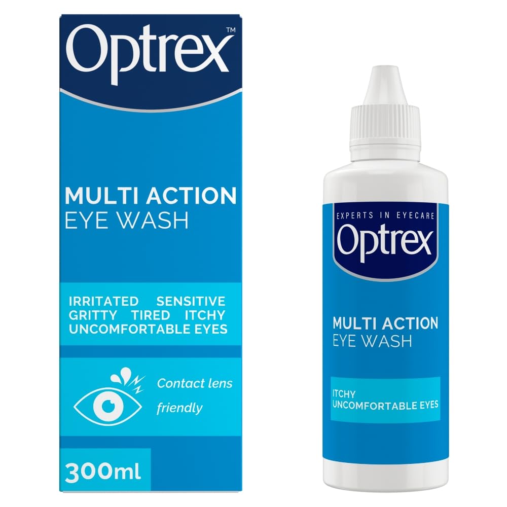 Optrex multiaction vista lateral con baño ocular que facilita aplicación segura