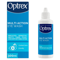 Optrex multiaction vista lateral con baño ocular que facilita aplicación segura