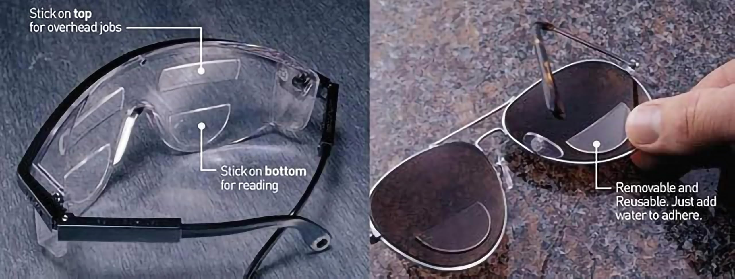 OPTX 20/20 detalle del segmento bifocal +2.50 ofreciendo texto legible
