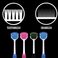 Orabrush en uso en baño demostrando técnica y facilidad de manejo