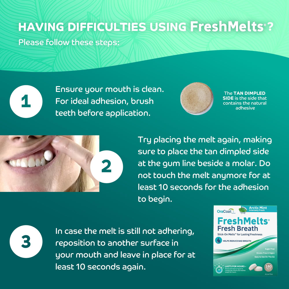Oracoat FreshMelts blíster individual listo para llevar y mantener aliento fresco