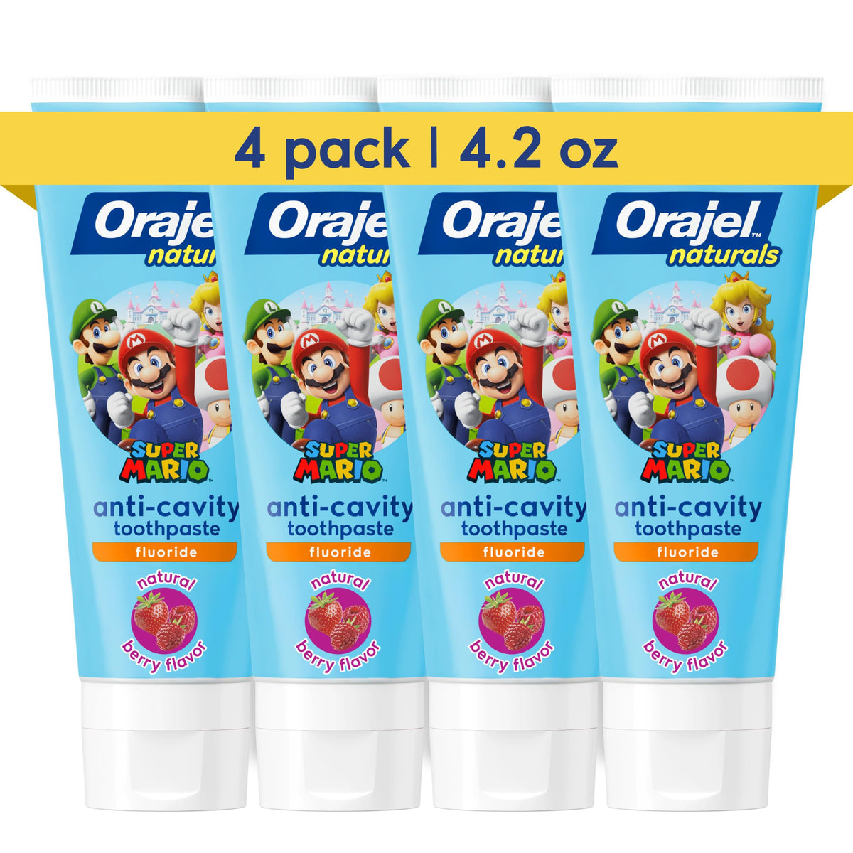Orajel paquete frontal Super Mario mostrando diseño y beneficios