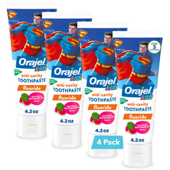 Orajel tubo frontal Superman mostrando diseño atractivo y duración