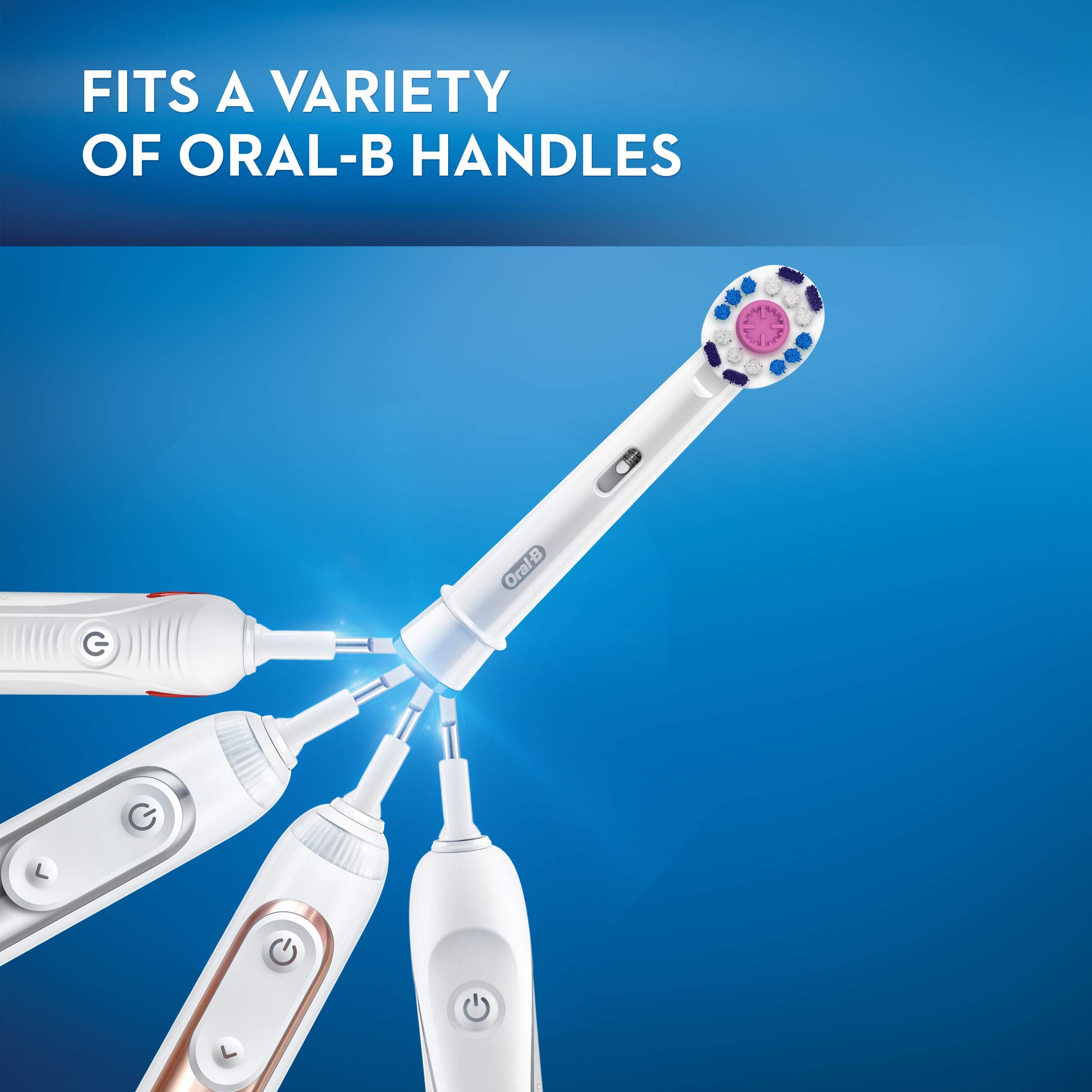 Oral-B cabezal 3D White en uso sobre diente demostrando limpieza precisa