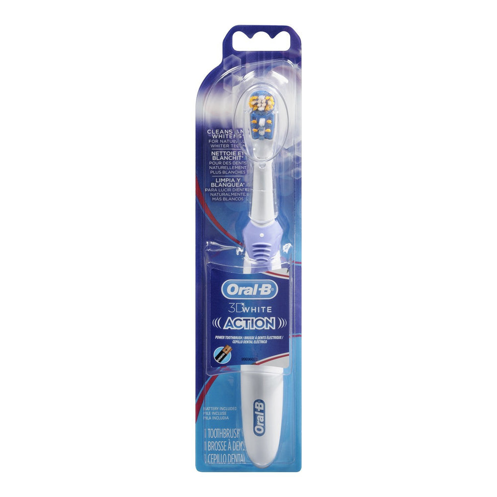 Oral-B cepillo frontal mostrando diseño multicolor y beneficio limpieza eficaz