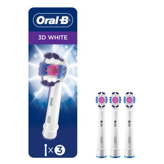 Oral-B cabezal 3D White frontal mostrando diseño redondo y beneficios de limpieza