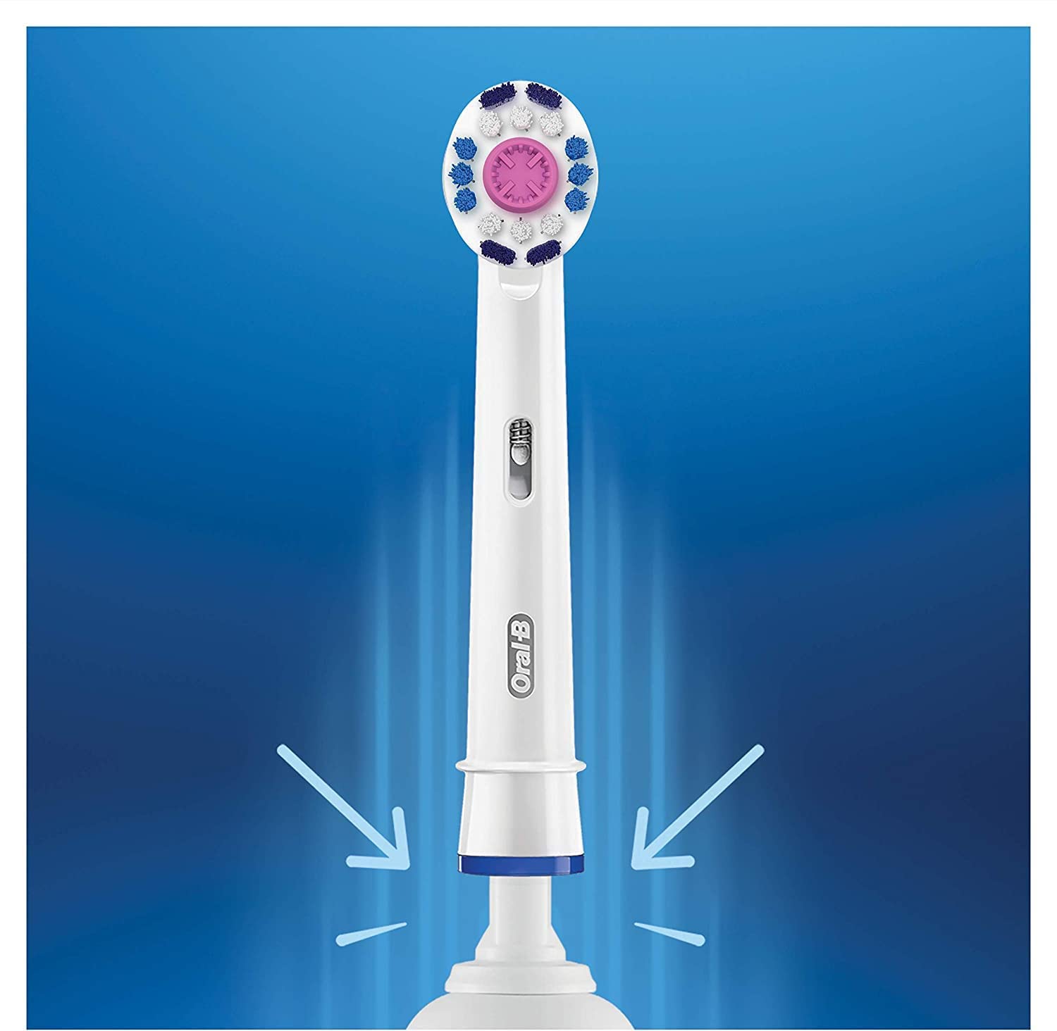 Oral-B close-up de cerdas indicadoras que muestran cuándo reemplazar cabezal
