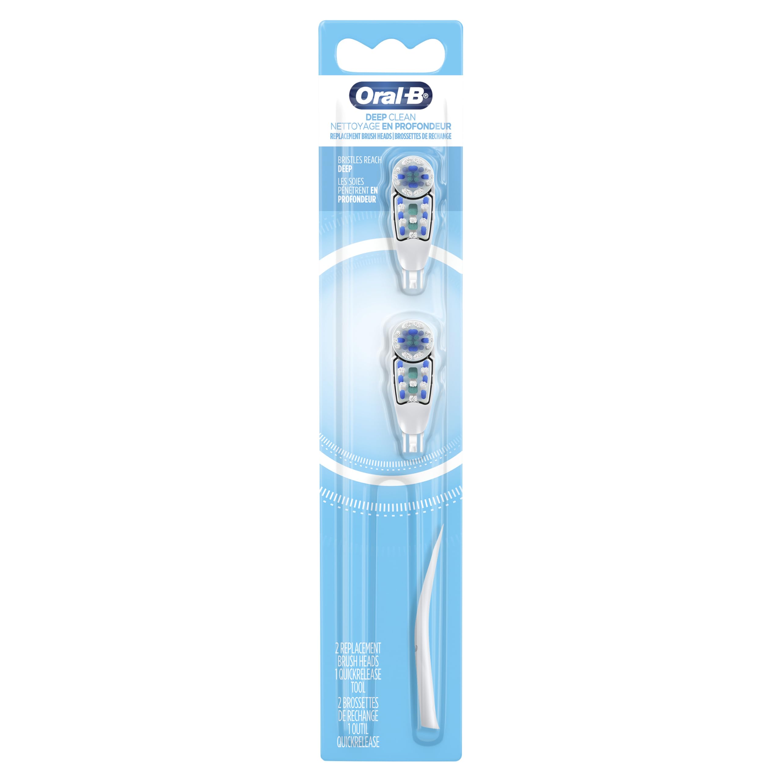 Oral-B frente del empaque mostrando dos cabezales, garantía de repuesto genuino