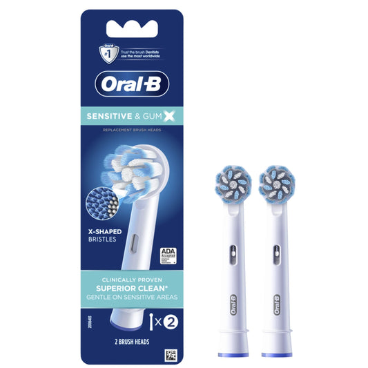 Oral-B cabezales frontales pack 2 mostrando reemplazo fácil y limpieza eficiente