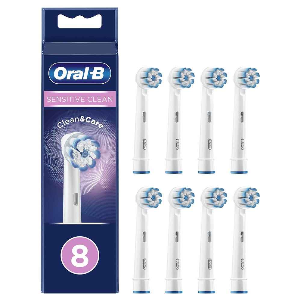 Oral-B pack frontal mostrando ocho cabezales, solución práctica