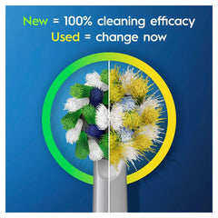 Oral-B cerdas alcanzando entre dientes para remover más placa