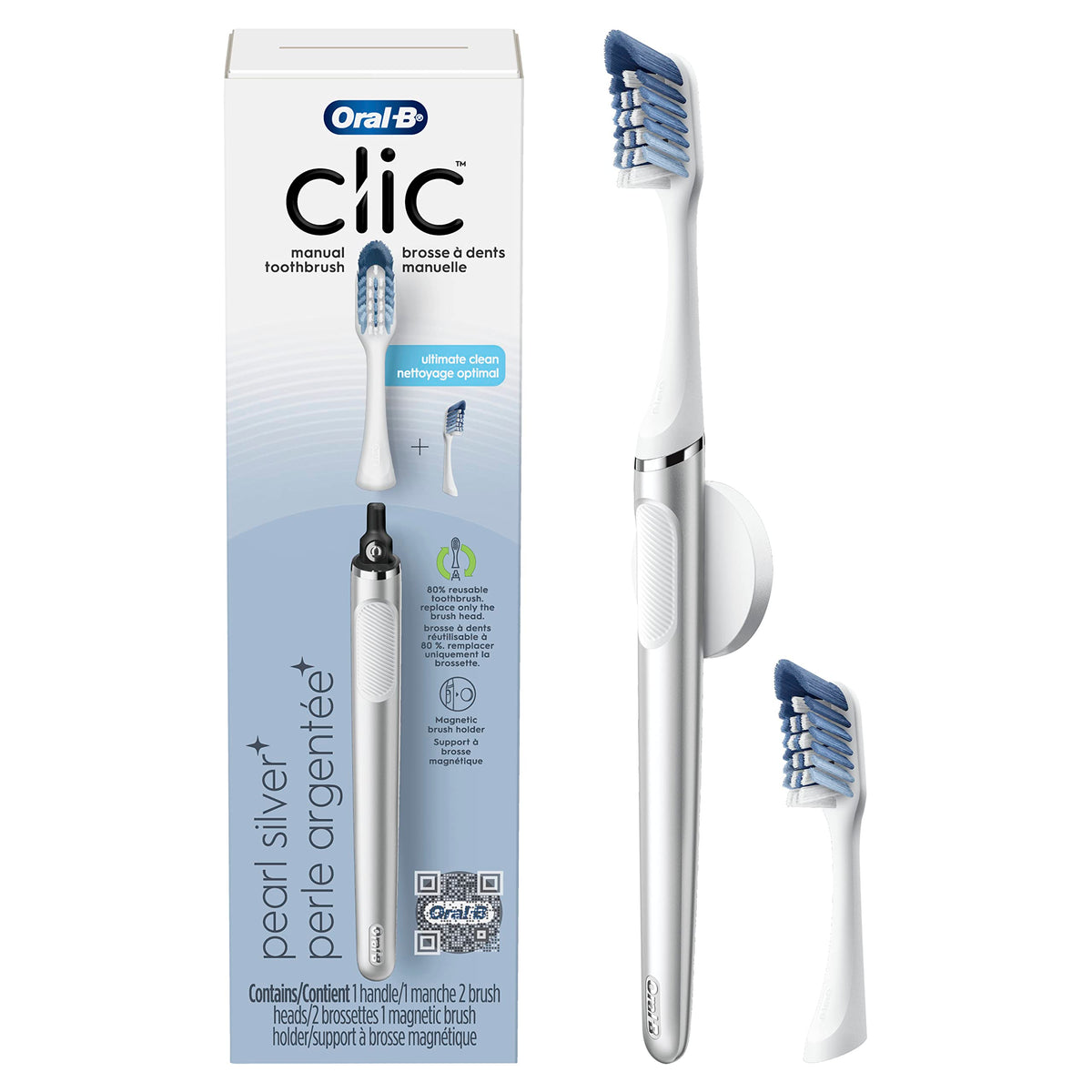 Oral-B Clic frontal del empaque mostrando el conjunto y beneficio estético