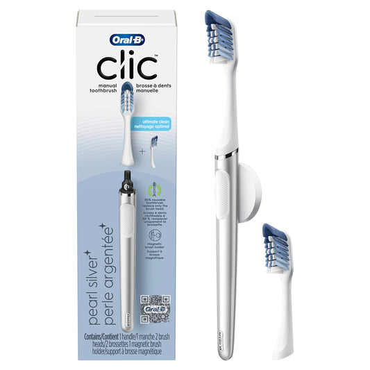 Oral-B Clic frontal del empaque mostrando el conjunto y beneficio estético