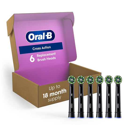 Oral-B cabezal frontal del empaque mostrando seis unidades, comodidad de recambio