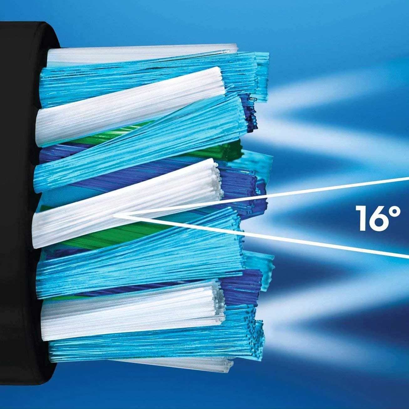 Oral-B cabezal negro sobre lavabo aportando diseño discreto y acabado moderno