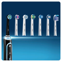 Oral-B CrossAction etiqueta con compatibilidad e indicador azul claro