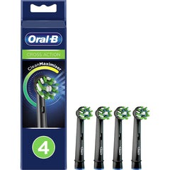 Oral-B cabezal frontal en empaque mostrando cuatro unidades y beneficio de recambio fácil