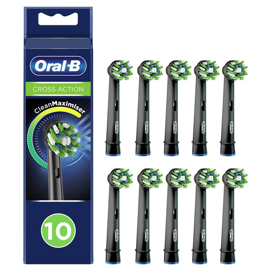 Oral-B CrossAction frontal del pack mostrando las 10 unidades y beneficio de suministro prolongado