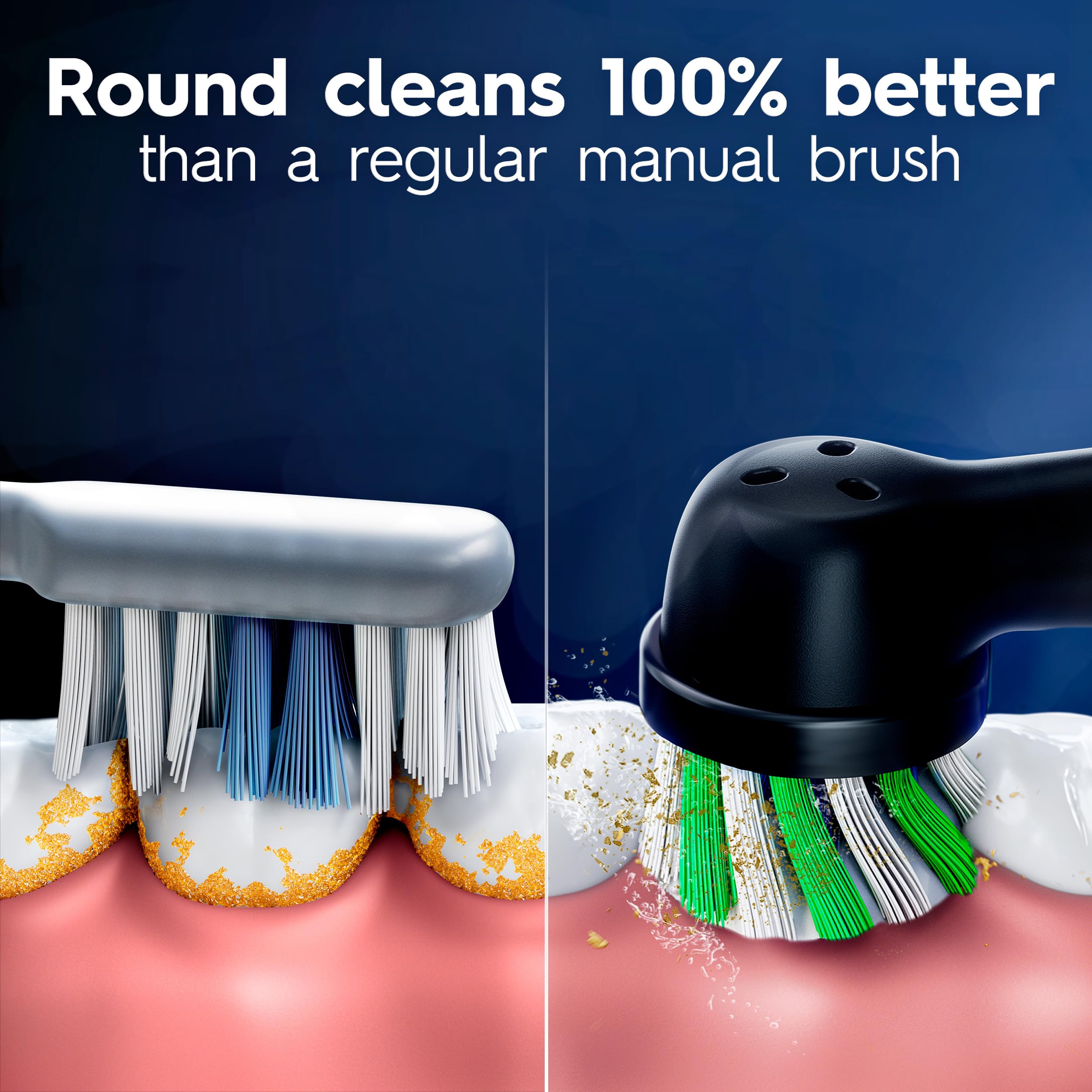 Oral-B cabezales lado a lado para comparar tamaño real