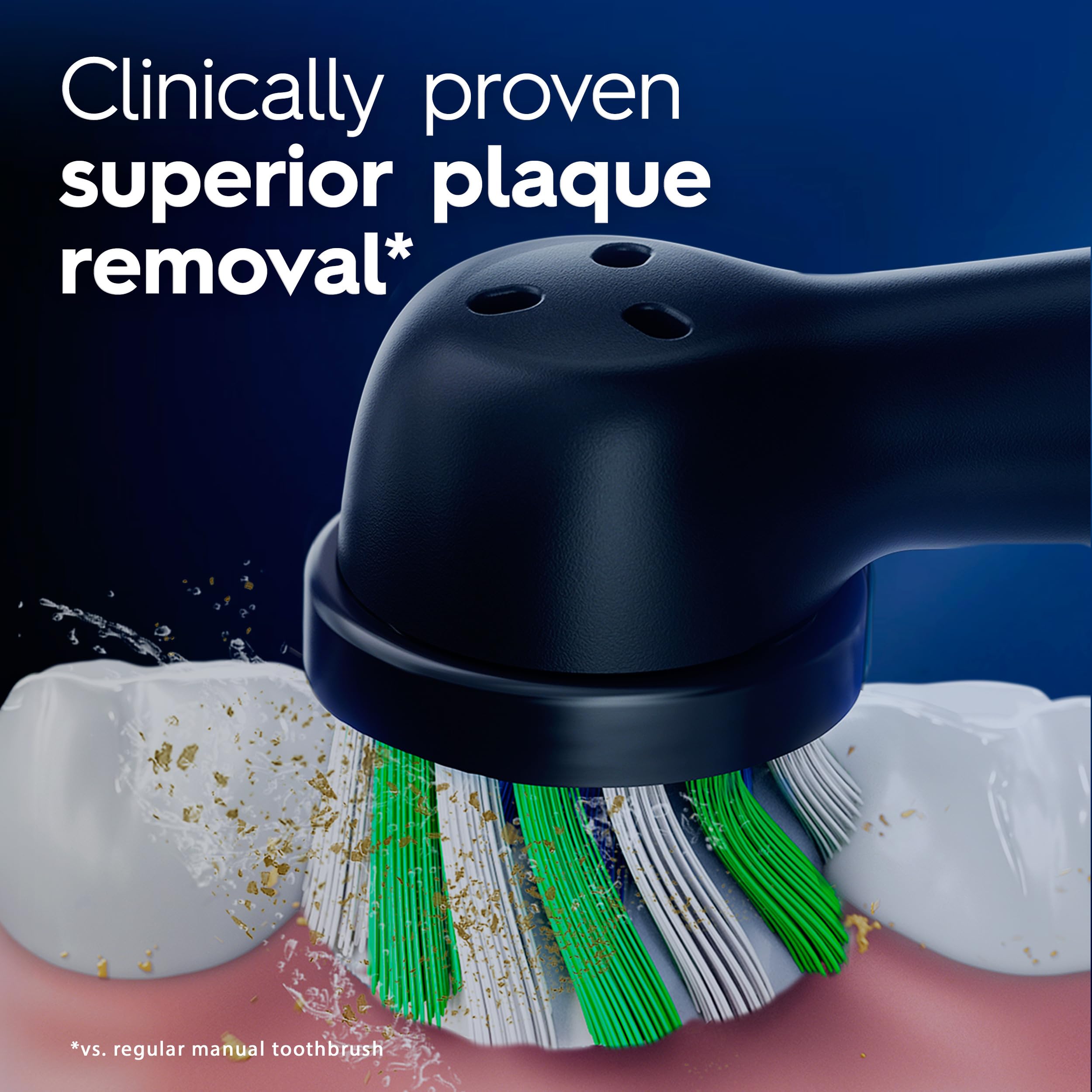 Oral-B detalle de cerdas anguladas CrossAction, mayor alcance interdental
