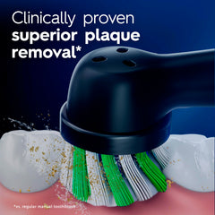 Oral-B detalle de cerdas anguladas CrossAction, mayor alcance interdental
