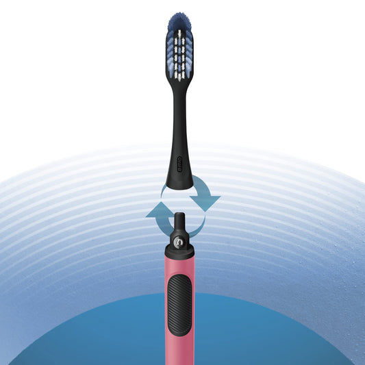 Oral-B detalle del cabezal reemplazable mostrando cerdas y mecanismo clic