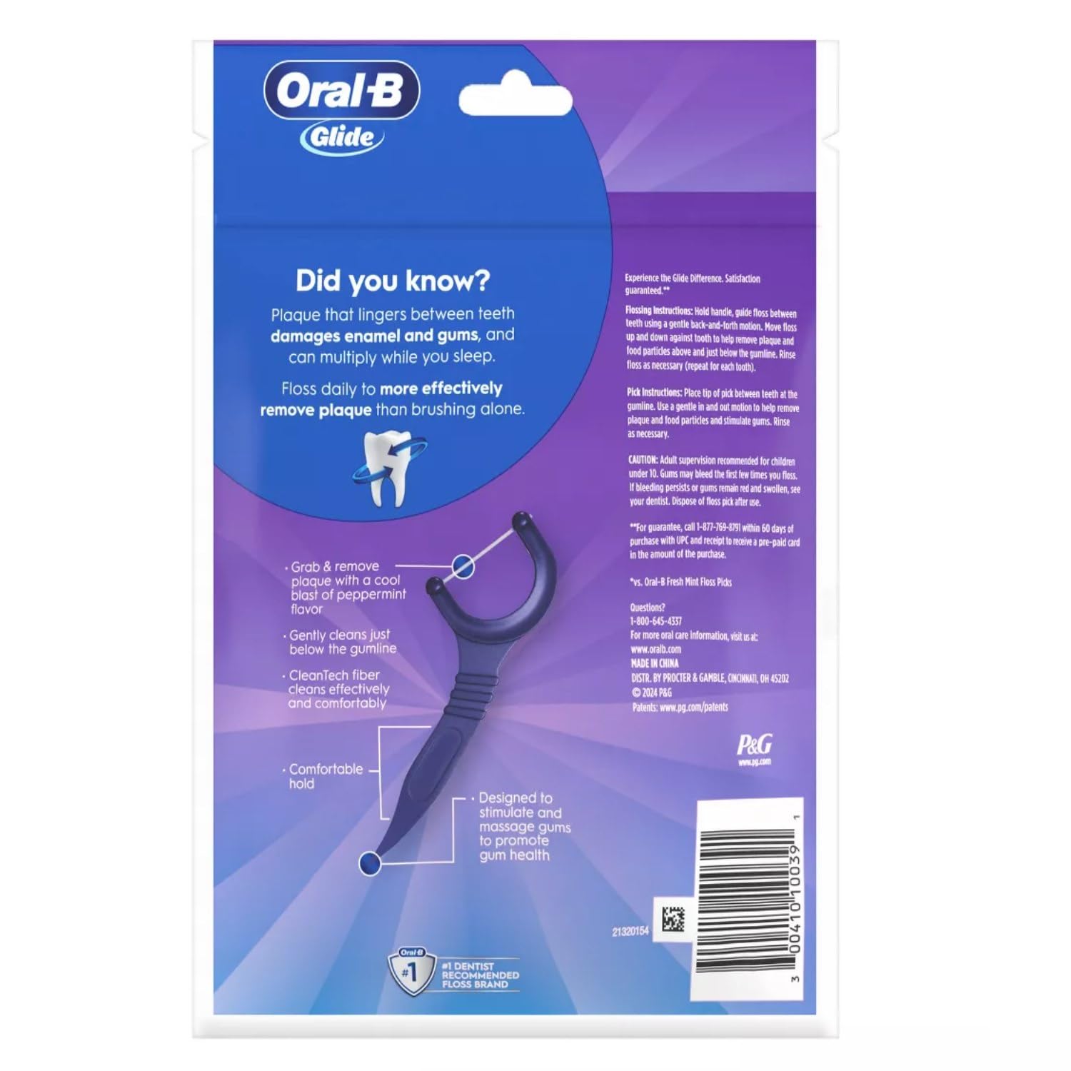 Oral-B primer plano del hilo Glide mostrando textura y resistencia