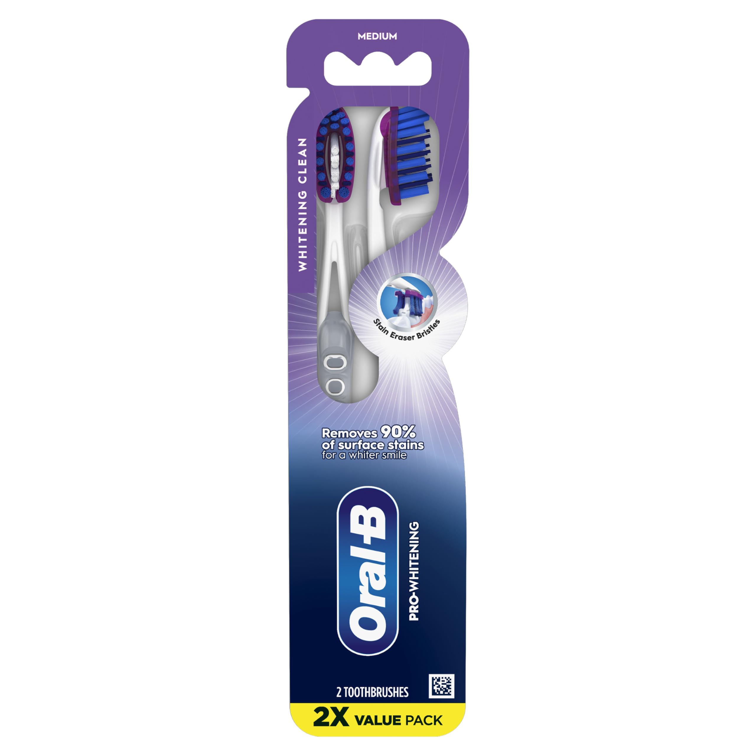 Oral-B empaque y etiqueta mostrando información de características claras