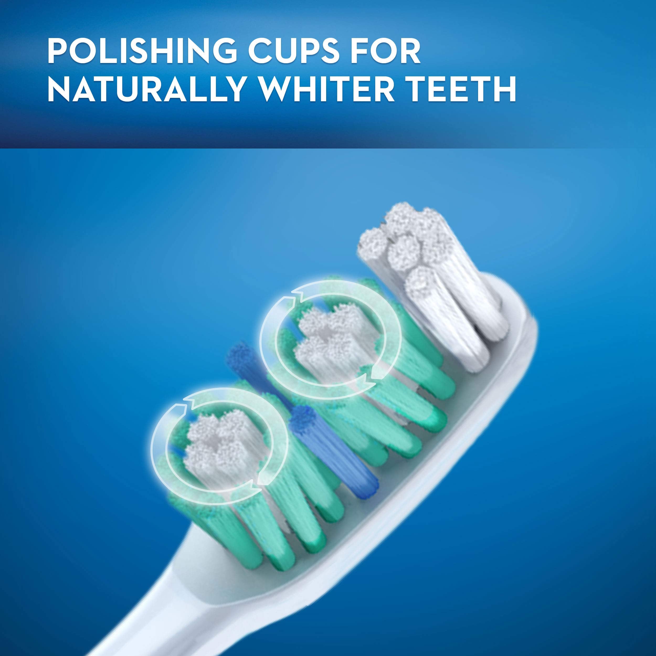 Oral-B cepillo en uso cepillando dientes con acceso a molares posteriores