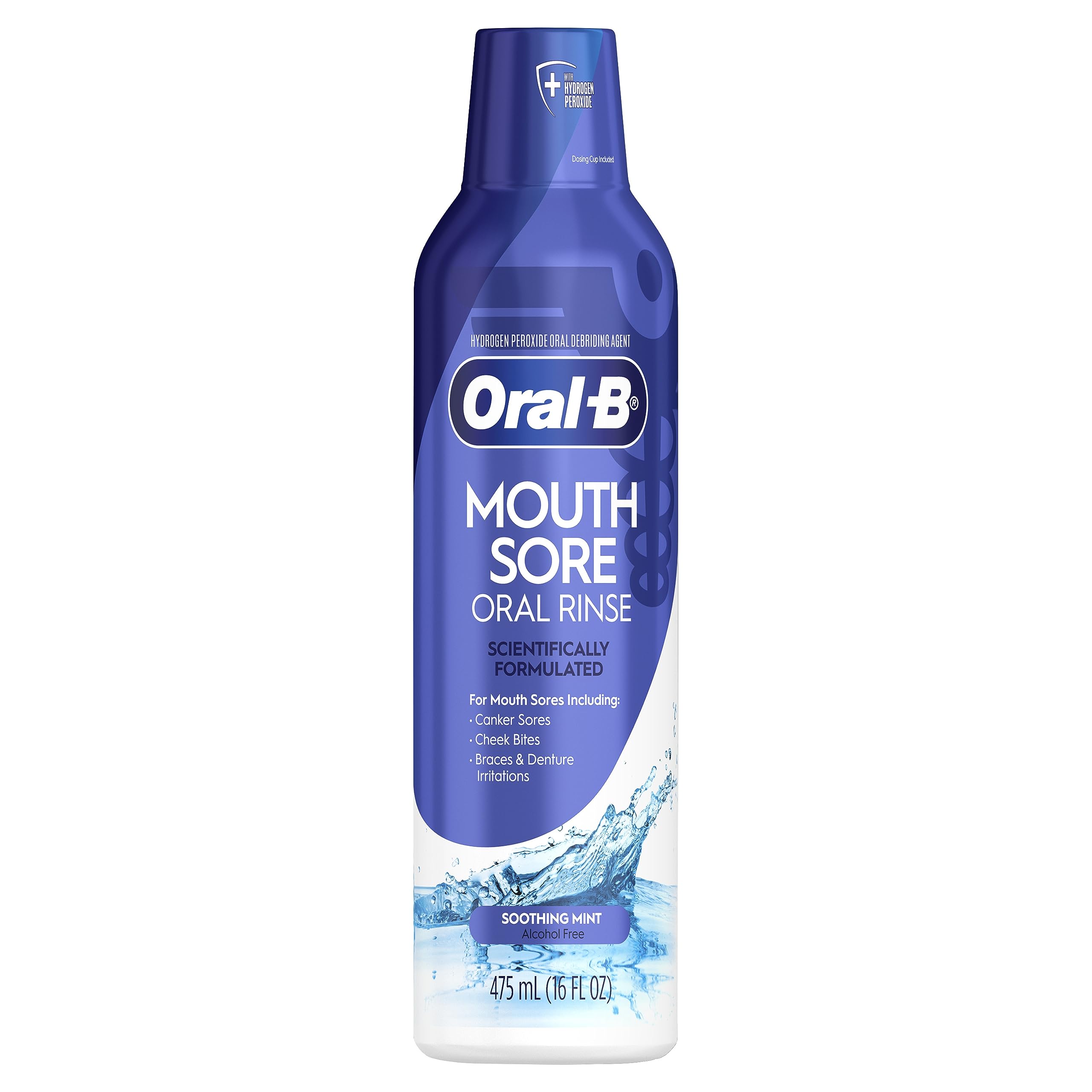 Oral-B frasco frontal mostrando etiqueta clara y beneficio de alivio