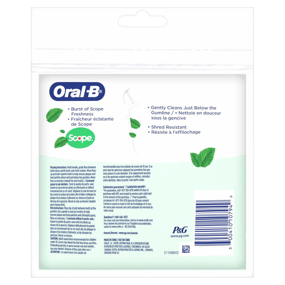 Oral-B picks dentro de un bolso de viaje, solución portátil y refrescante
