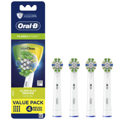 Oral-B empaque frontal que muestra el pack de 4 y ventaja de limpieza