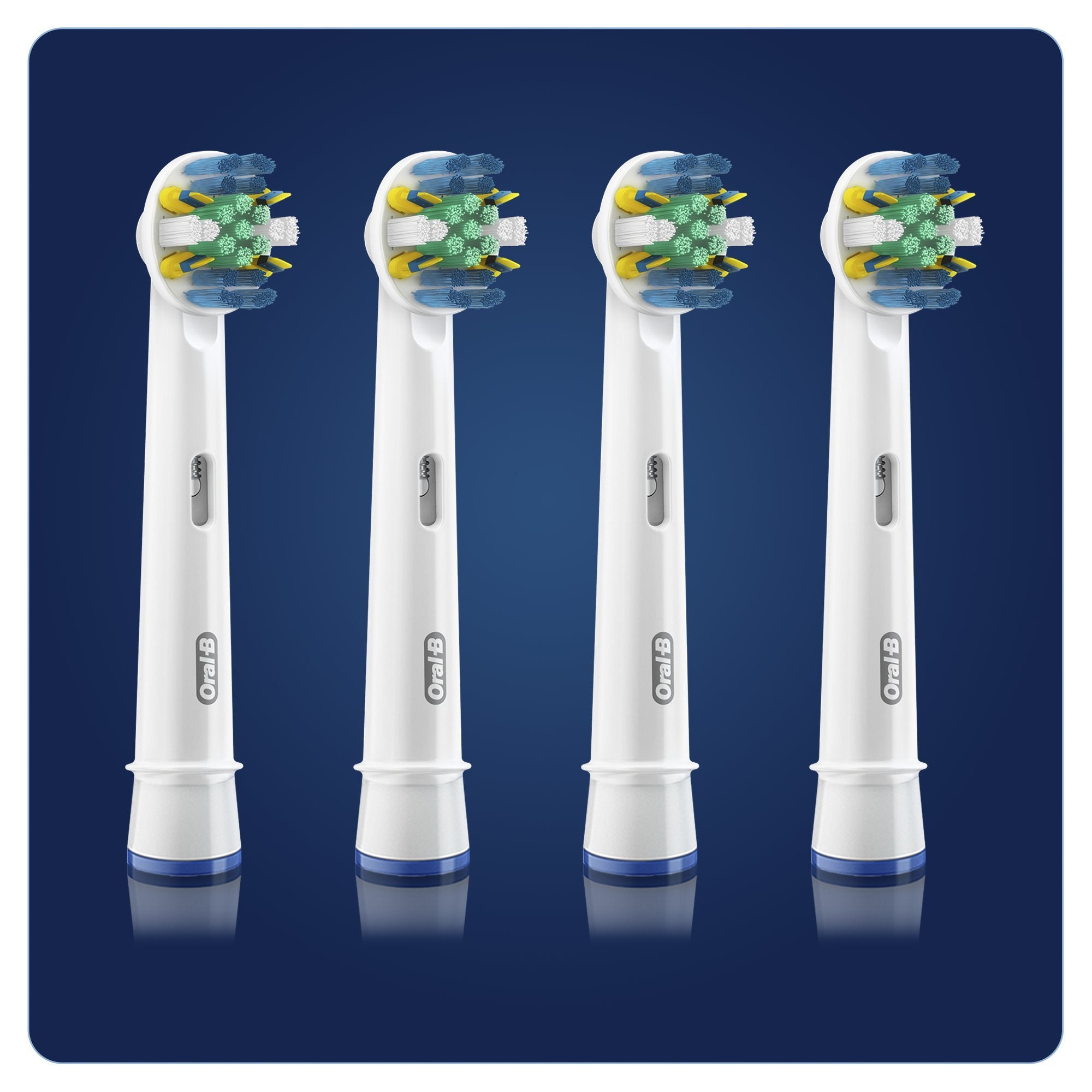 Oral-B paquete abierto mostrando los cuatro recambios listos para instalar