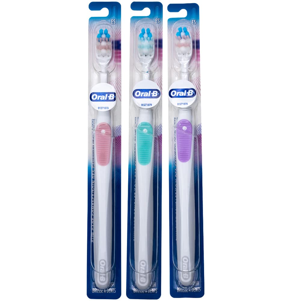 Oral-B vista frontal del pack de 3, práctico para reemplazos frecuentes