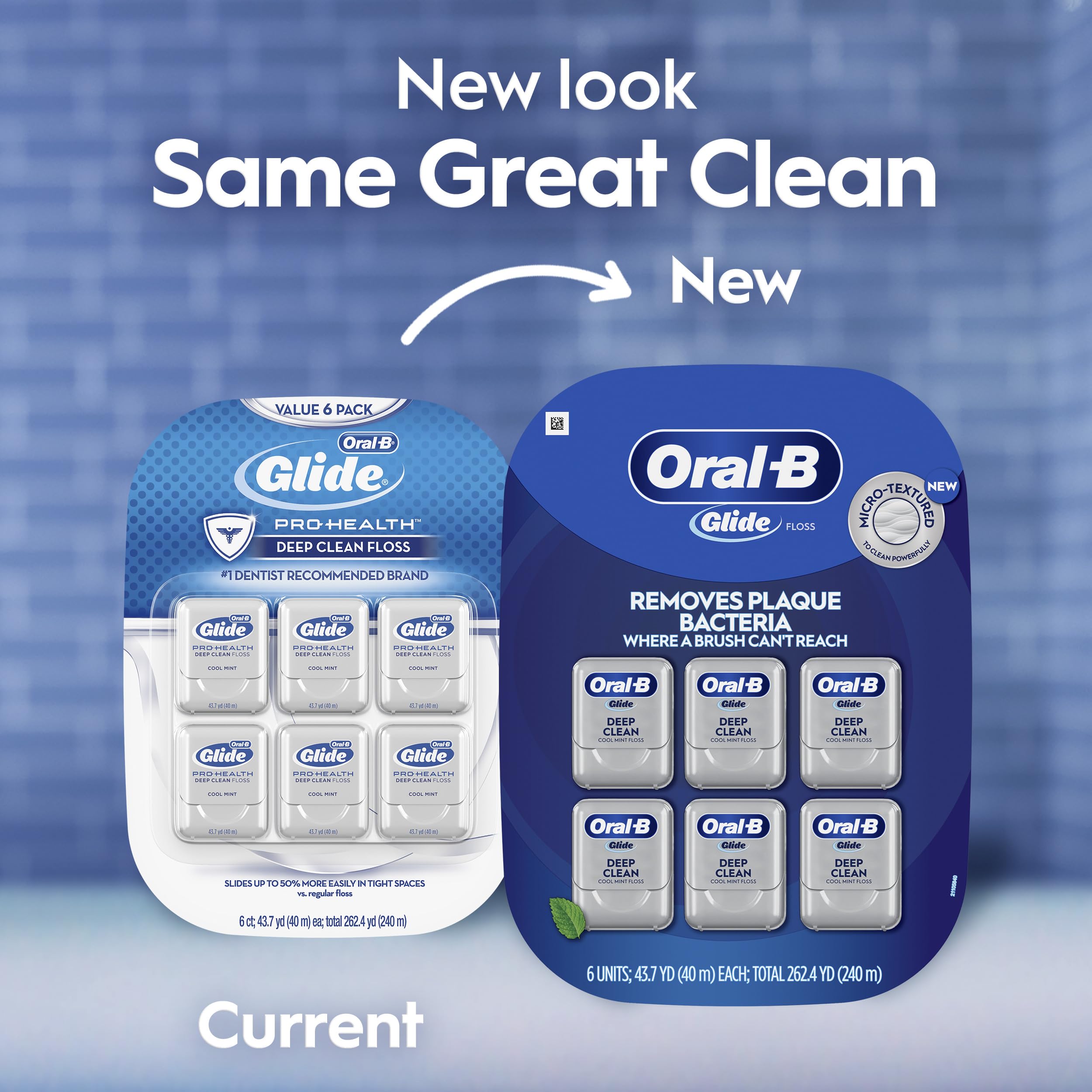 Oral-B Glide en un escenario de baño junto a cepillo mostrando complemento de higiene