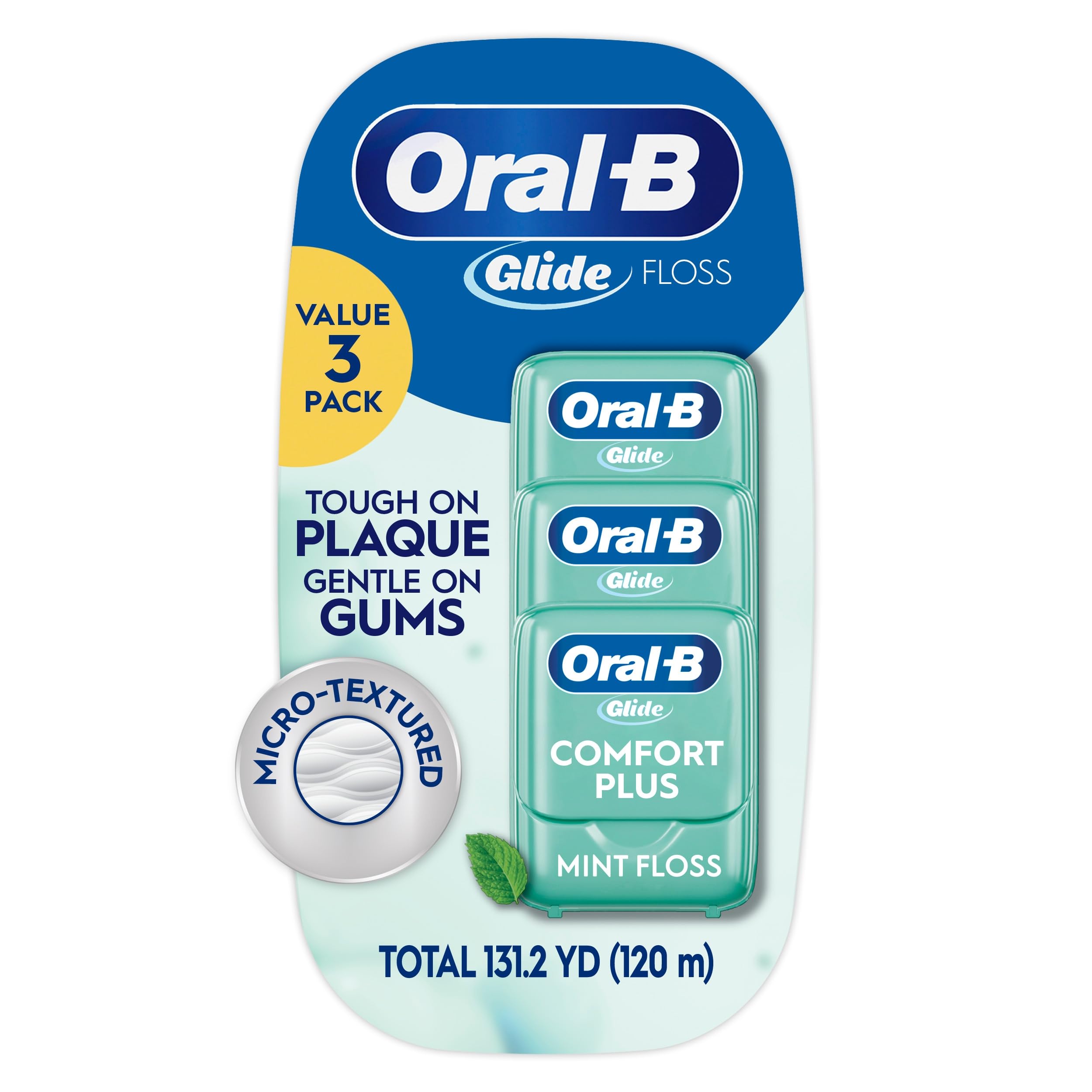 Oral-B paquete frontal mostrando tres carretes y beneficio de suministro prolongado