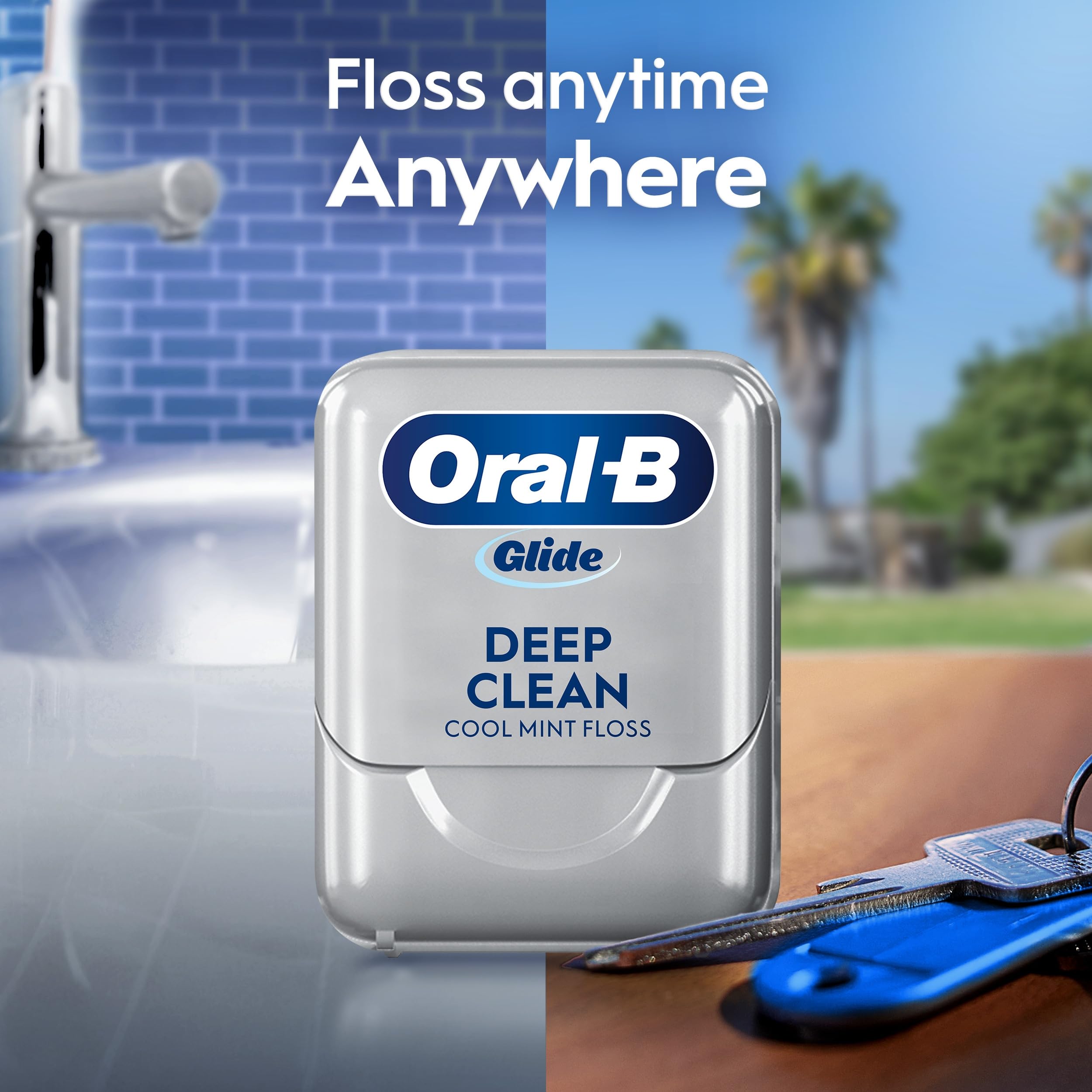 Oral-B Glide seda dental en mano lista para llevar y usar fuera de casa