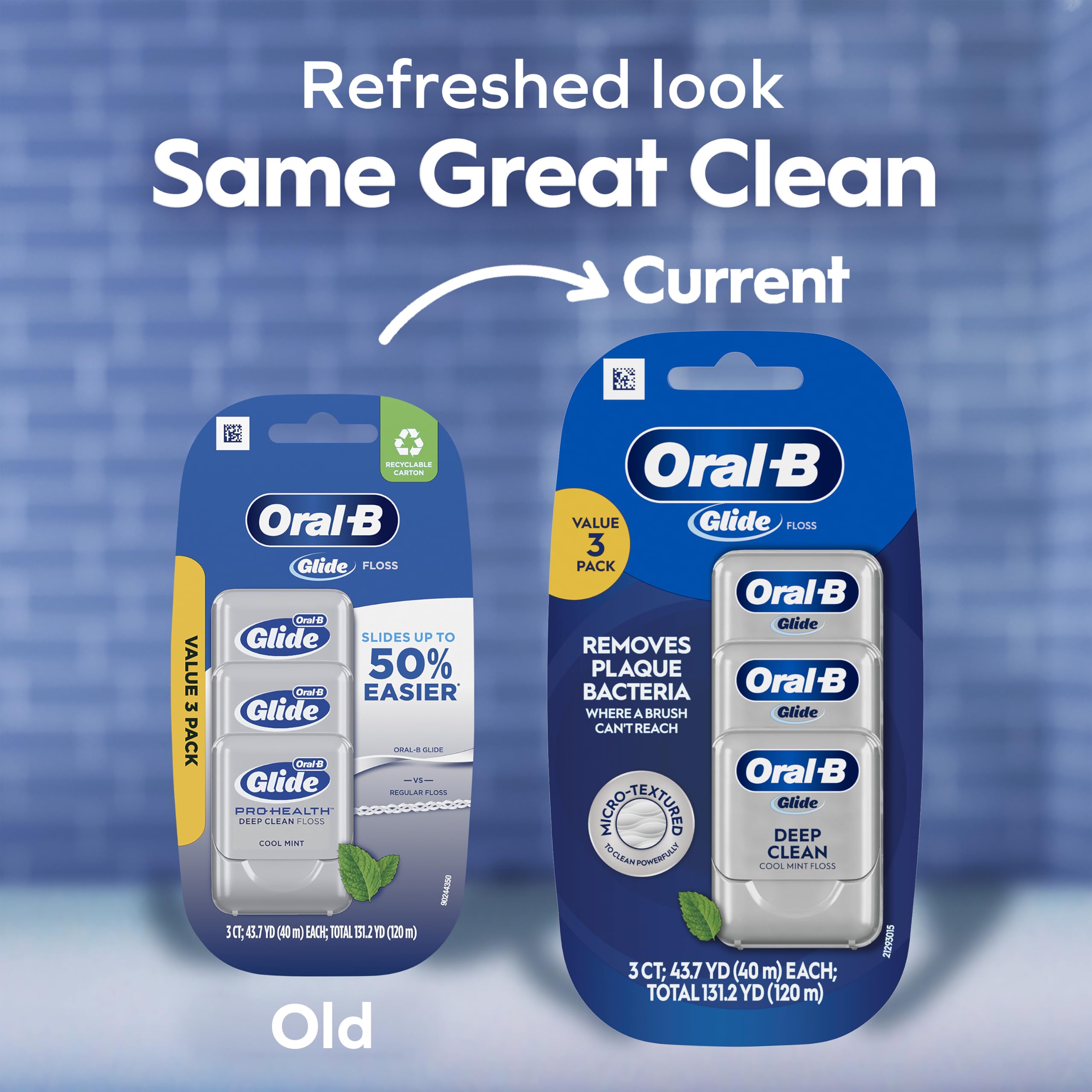 Oral-B Glide ilustración menta fresca enfatizando sensación refrescante