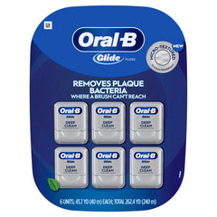 Oral-B Glide pack frontal mostrando seis unidades y beneficio de suministro prolongado