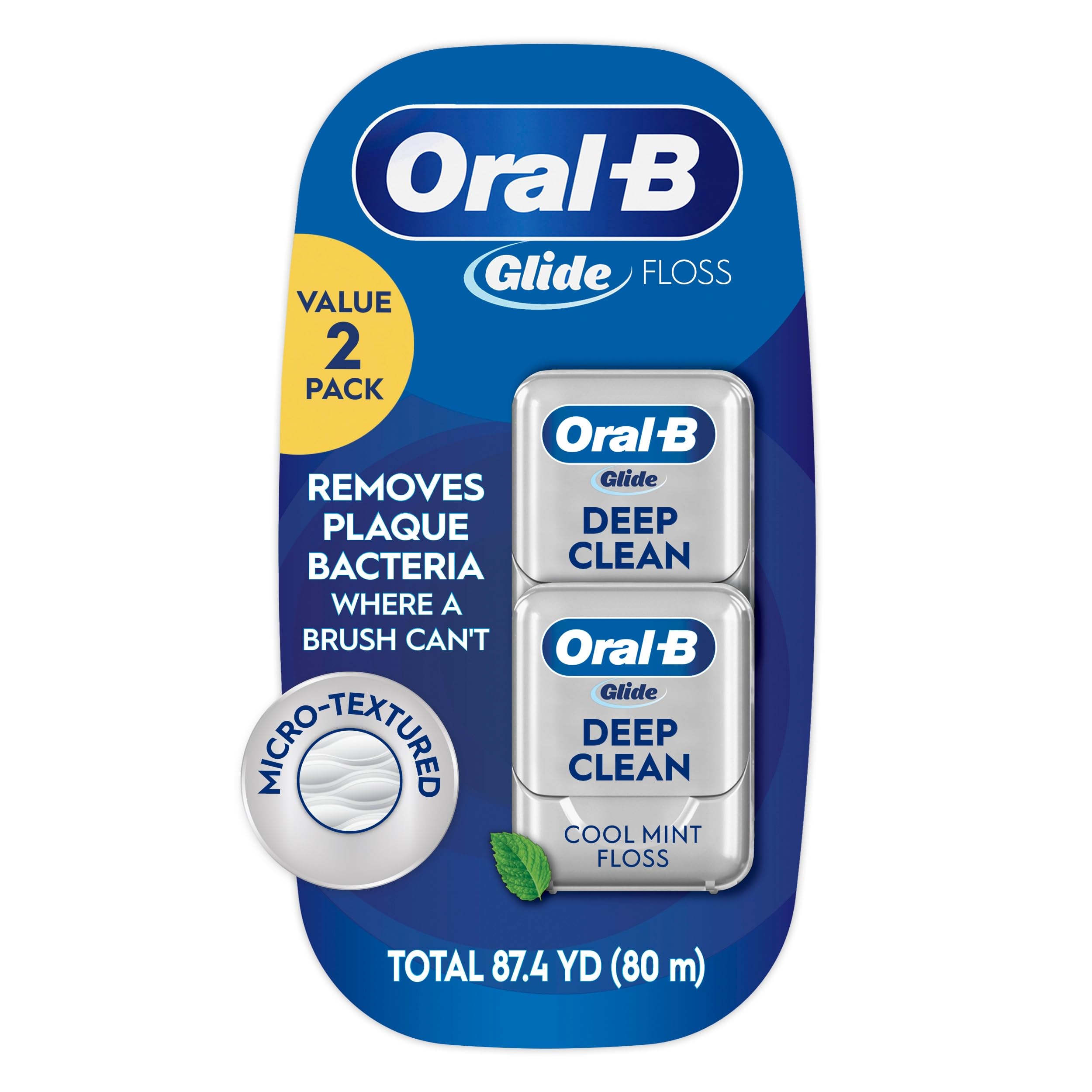 Oral-B Glide pack frontal mostrando dos carretes y beneficios visibles