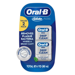 Oral-B Glide pack frontal mostrando dos carretes y beneficios visibles