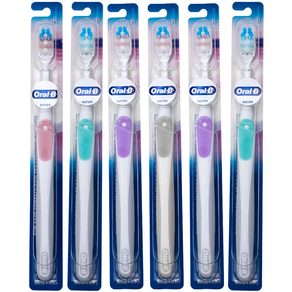 Oral-B cepillo compacto frontal mostrando la cabeza pequeña y diseño ergonómico