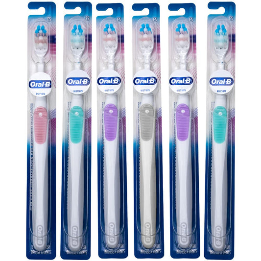 Oral-B cepillo compacto frontal mostrando la cabeza pequeña y diseño ergonómico