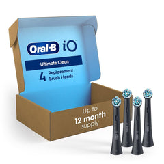 Oral-B vista frontal del empaque mostrando los cuatro cabezales y beneficio claridad