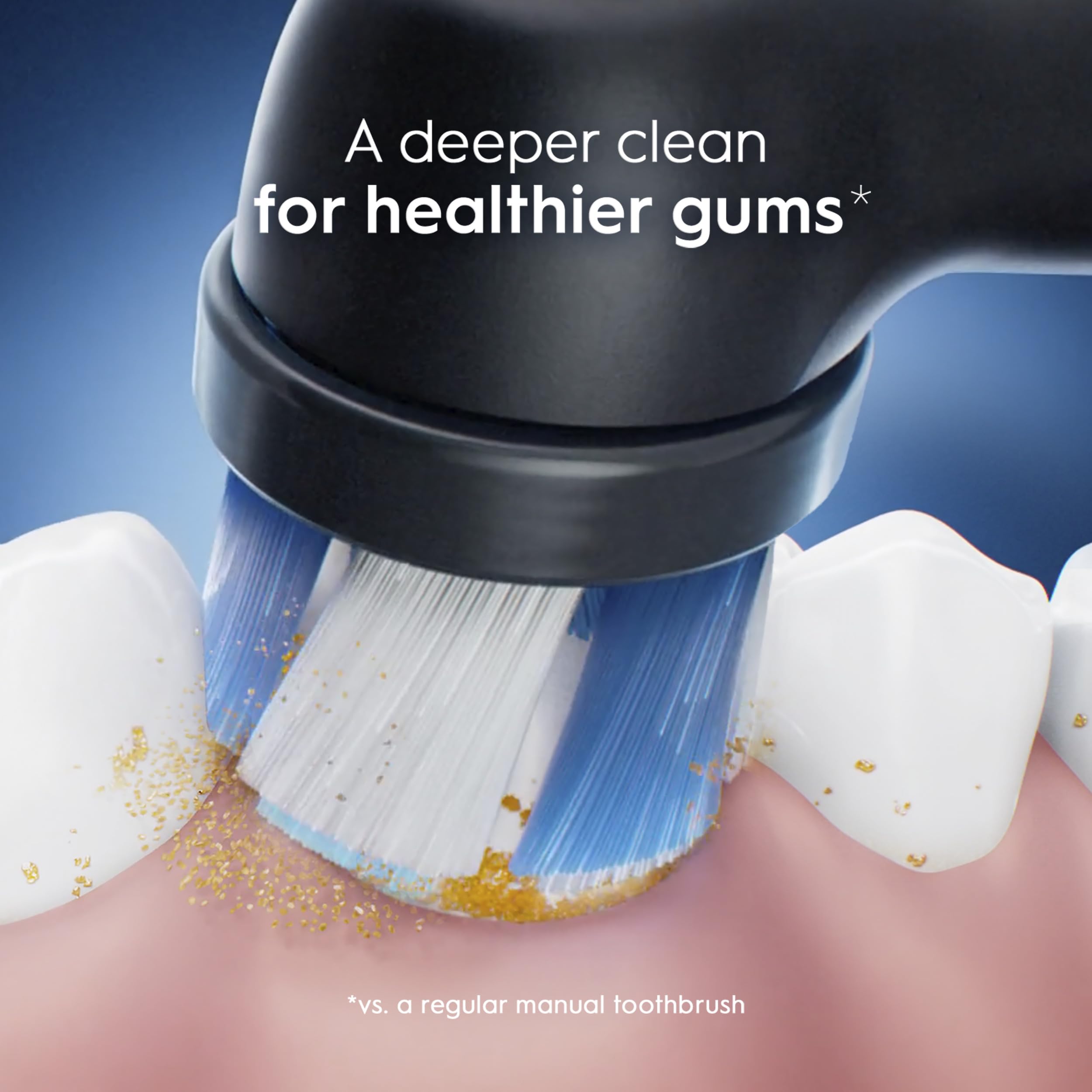 Oral-B comparación de tamaño con mango iO para ajuste seguro