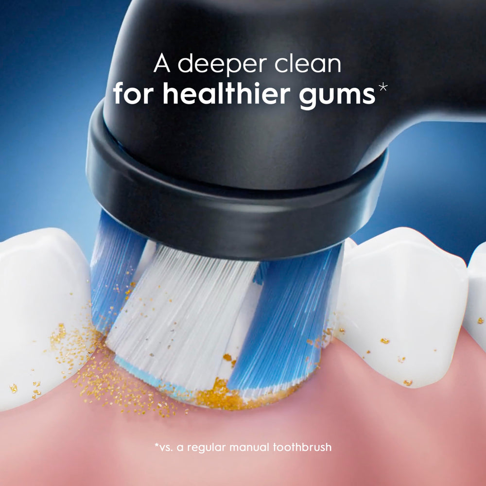 Oral-B comparación de tamaño con mango iO para ajuste seguro