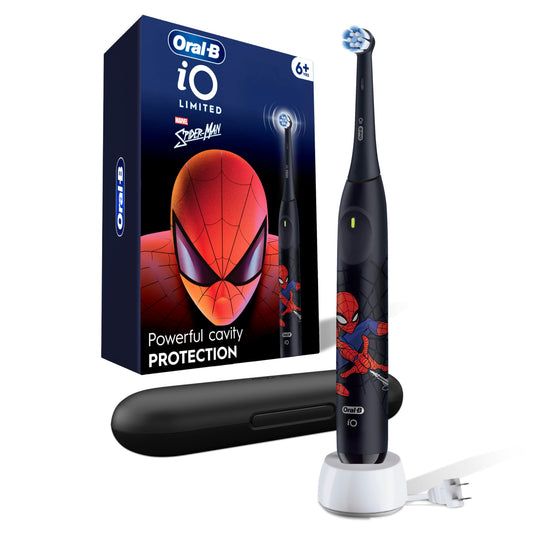 Oral-B iO Kids Spiderman frontal mostrando diseño divertido y confianza