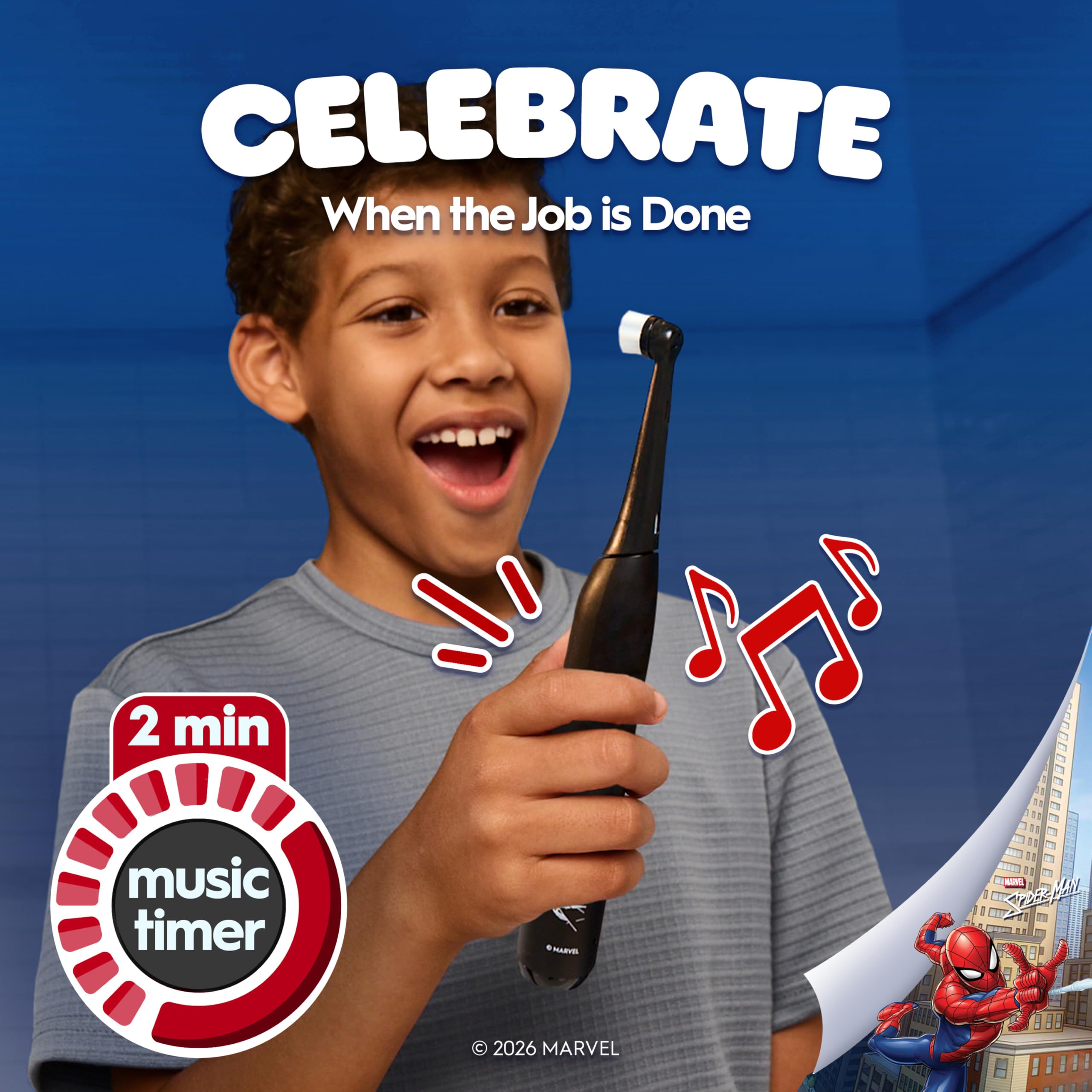 Oral-B iO Kids Spiderman temporizador musical animando 2 minutos de cepillado